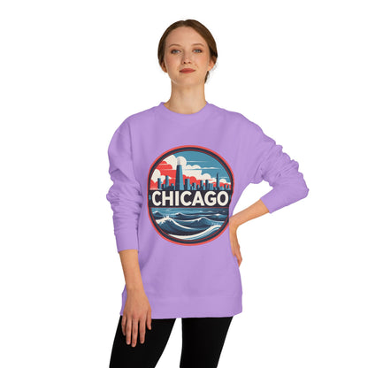 Chicago Skyline Crewneck Sweatshirt — Retro Cityscape Lakefront Design