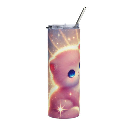 Kawaii Cosmic Kitten Stainless Steel Tumbler — 20oz Cute Galaxy Cat Travel Cup