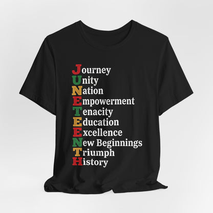 Juneteenth Acrostic T-Shirt — Juneteenth Journey Unity Nation Empowerment Tee