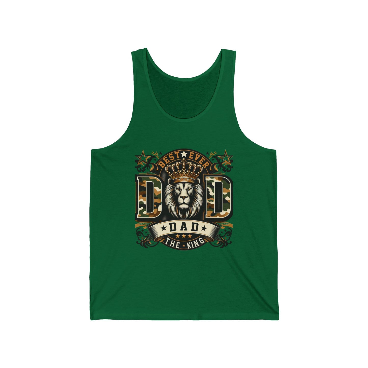 Dad Tank Top — "Best Ever Dad The King" Lion Graphic Fathers Day Gift