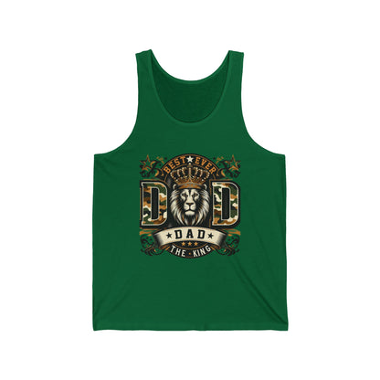 Dad Tank Top — "Best Ever Dad The King" Lion Graphic Fathers Day Gift
