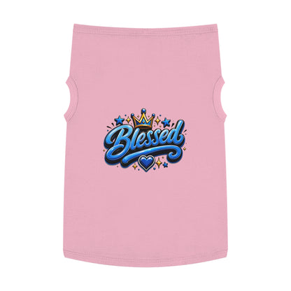 Blessed Pet Tank Top - Blue Crown & Heart Puppy Shirt