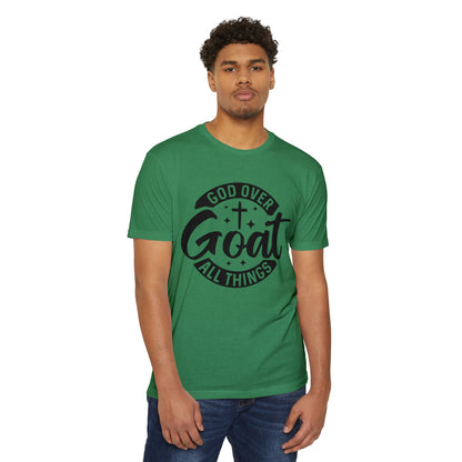 God Over Goat Christian T-Shirt — Faith-Based "God Over All Things" Graphic Tee