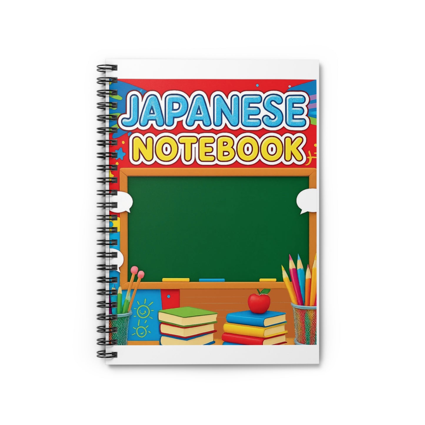 Japanese Notebook Spiral Ruled School Notebook — Cute Classroom Chalkboard Design