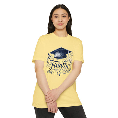 Finally! Graduation T-Shirt — Cap & Script Celebration Tee