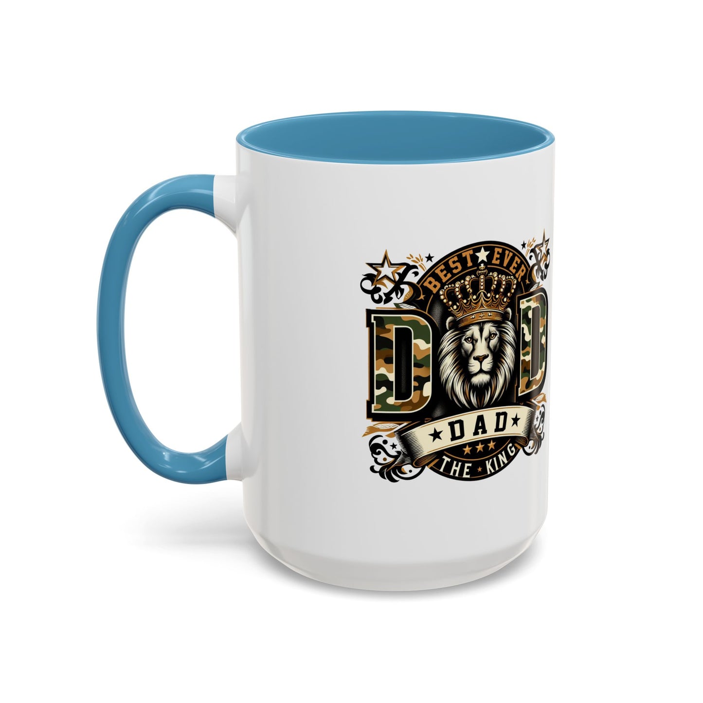 Dad Coffee Mug — "Best Ever Dad" Lion Crest Accent Mug (11/15oz)