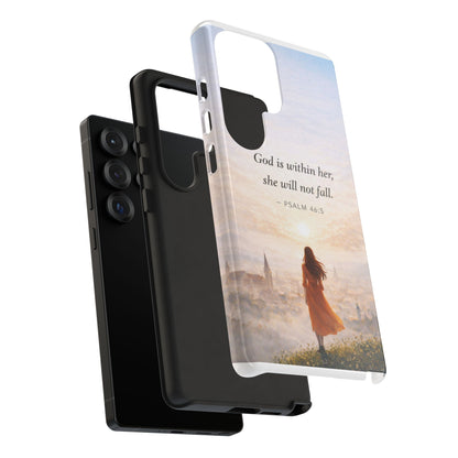 Inspirational Psalm 46:5 Phone Case — 'God is within her, she will not fall' Christian Phone Cover