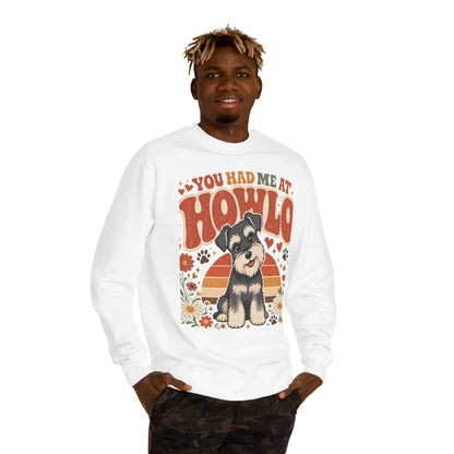 You Had Me At Howl'o Crewneck Sweatshirt — Cute Puppy Retro Dog Lover Pullover