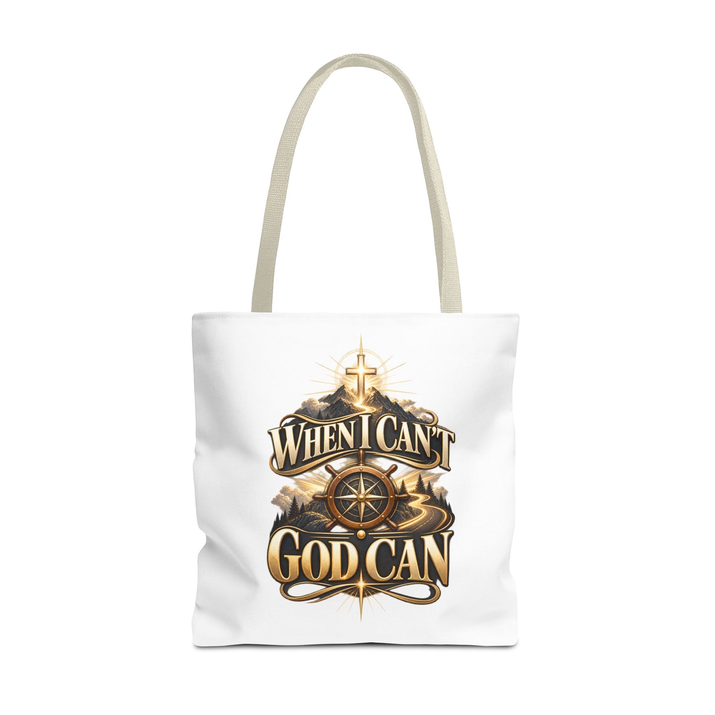 When I Can’t, God Can Christian Tote Bag – Faith Inspirational Beach Carryall