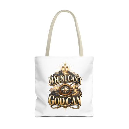 When I Can’t, God Can Christian Tote Bag – Faith Inspirational Beach Carryall