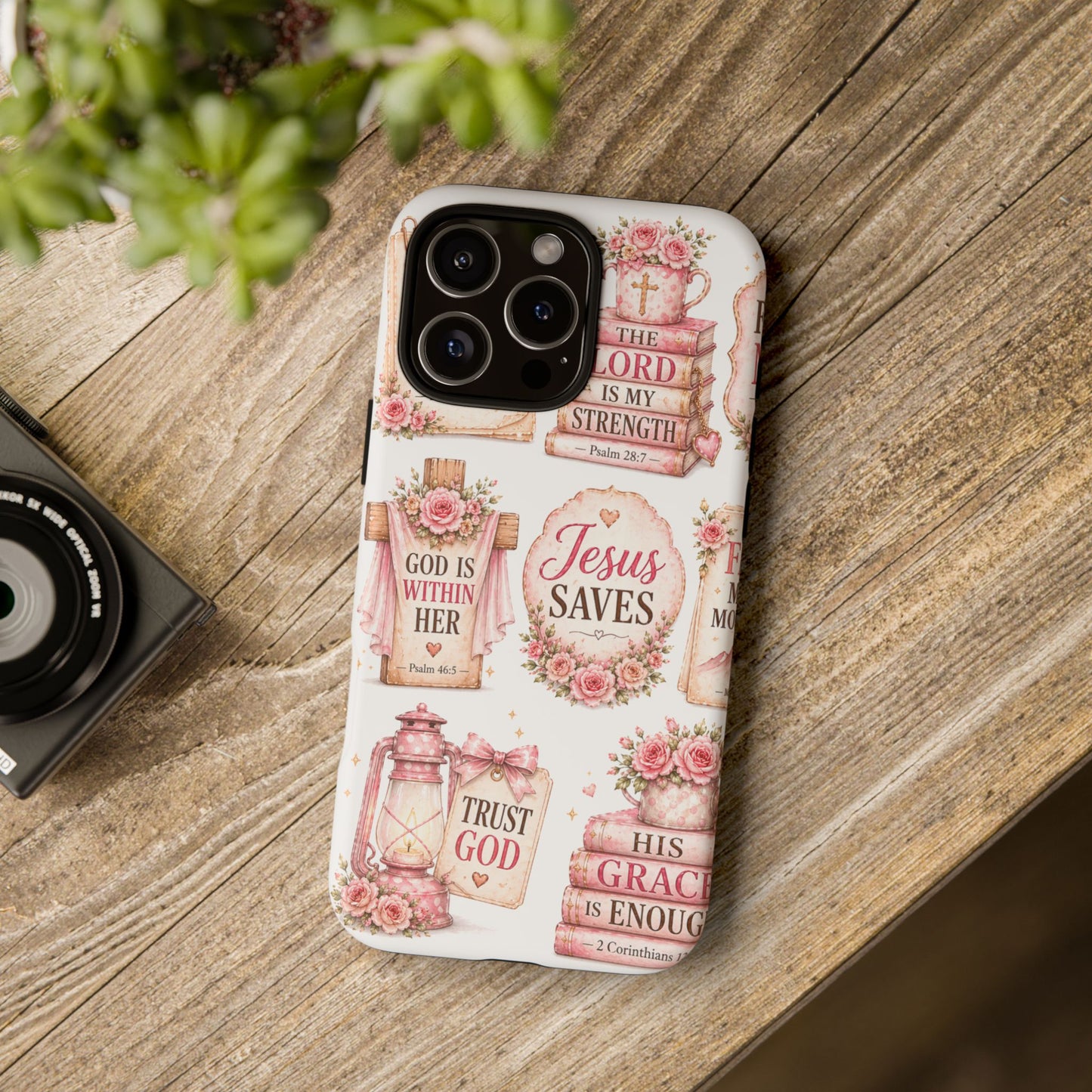 Faith Phone Case — 'Jesus Saves' Floral Christian Scripture iPhone Case