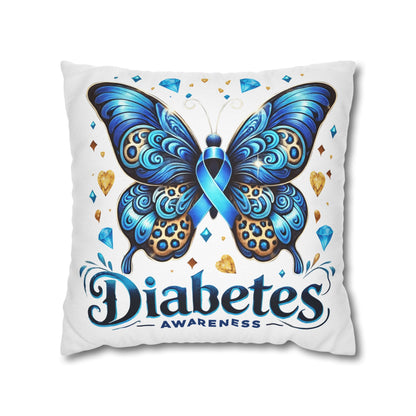 Diabetes Awareness Butterfly Pillowcase — Blue Ribbon Square Pillow