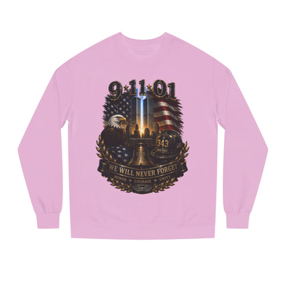 9/11 Remembrance Crewneck Sweatshirt — We Will Never Forget Memorial Tee