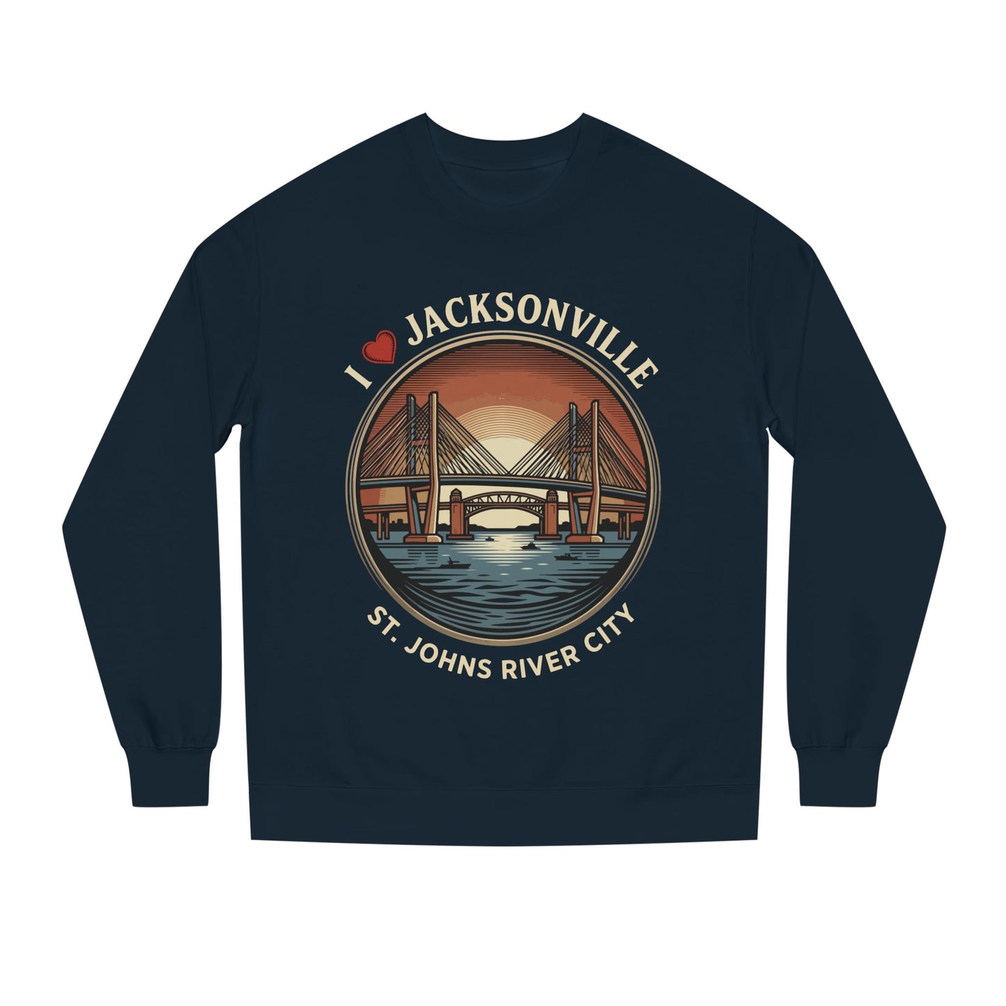 Jacksonville Crewneck Sweatshirt — I  Jacksonville St. Johns River City Graphic