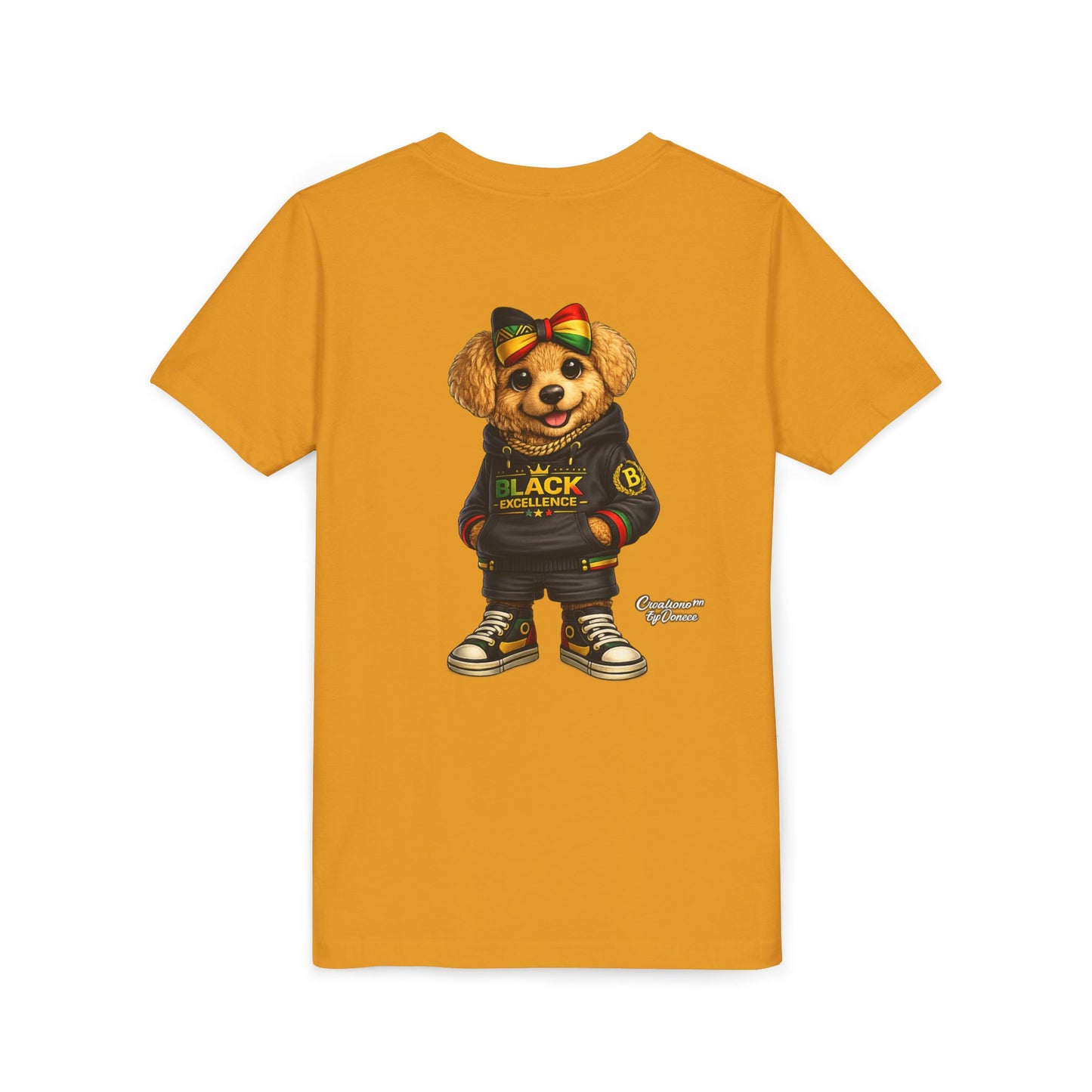 Youth Tee — Rasta Teddy "Black Excellence" Graphic Shirt