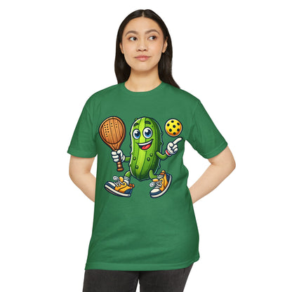Pickle Pickleball T-Shirt – Cute Pickle Playing Pickleball Graphic Tee