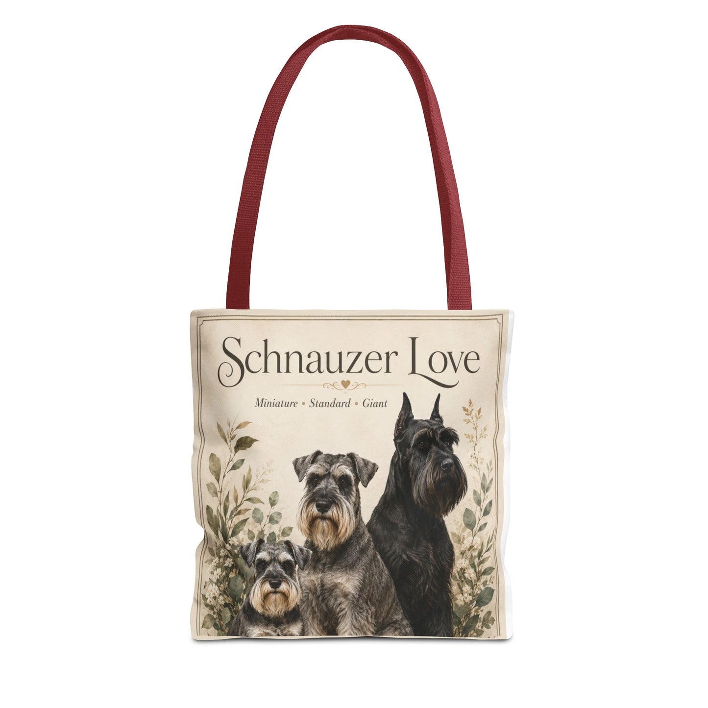 Schnauzer Love Tote Bag — Illustrated Dog Portraits, Miniature Standard Giant