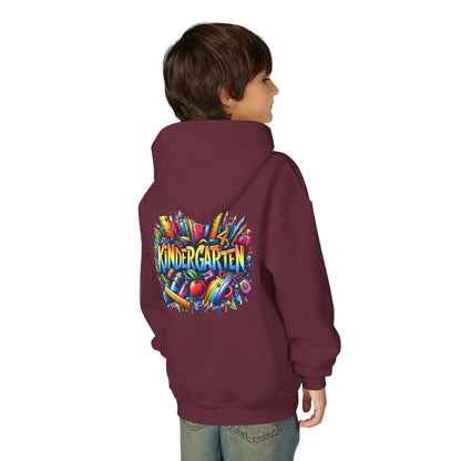 Kindergarten Kids Hoodie — Colorful School Supplies Back-to-School Sweatshirt