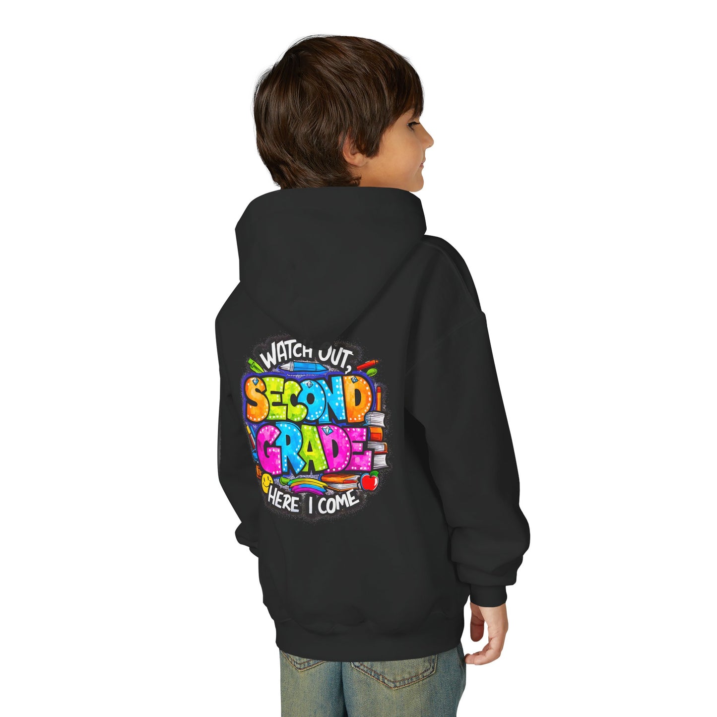 Second Grade Kids' Hoodie - "Watch Out Second Grade Here I Come" Back-to-School Sweatshirt