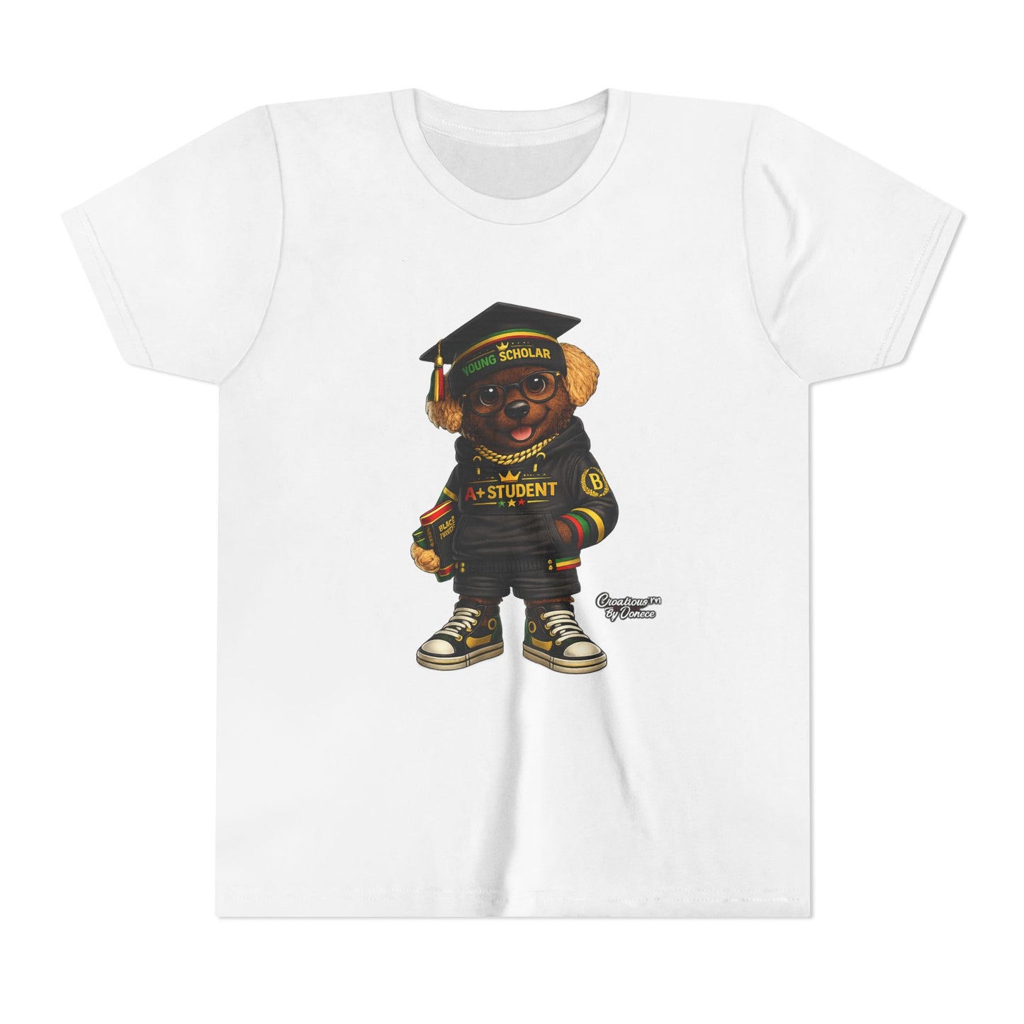 Youth Tee — Scholar Student Bear Graduation Graphic