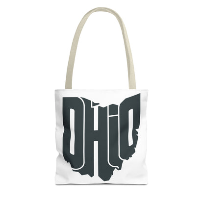 Ohio State Outline Tote Bag — Retro Ohio Text Graphic Tote