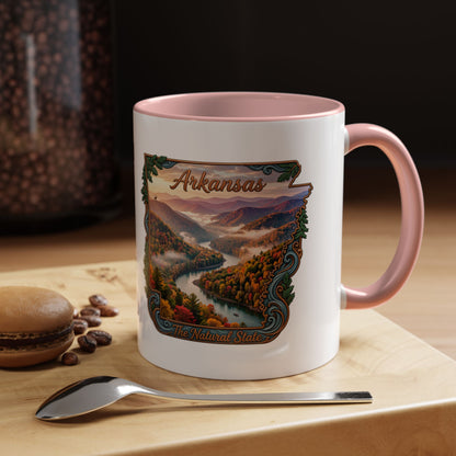 Arkansas Scenic Coffee Mug — Vintage State Map River Landscape (11/15 oz)