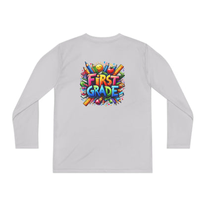 First Grade Youth Long Sleeve Tee — Colorful Back-to-School Shirt