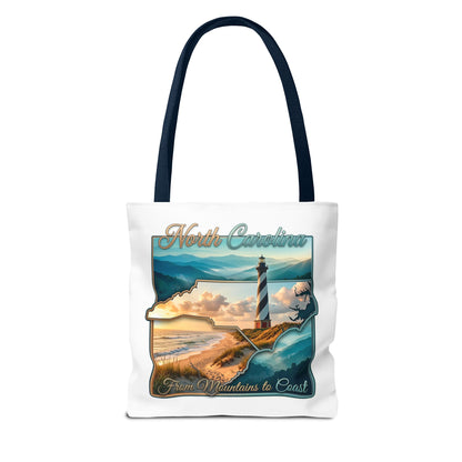 North Carolina Lighthouse Tote Bag — "From Mountains to Coast" Scenic Beach Tote
