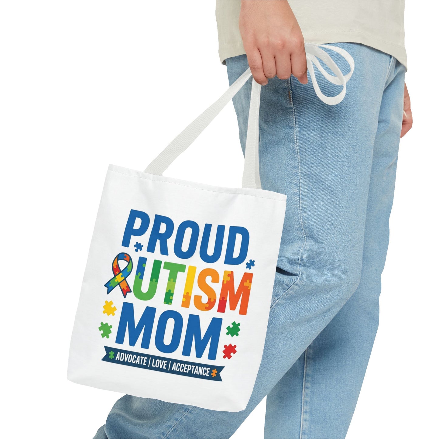 Proud Autism Mom Tote Bag — Advocate • Love • Acceptance Canvas Tote
