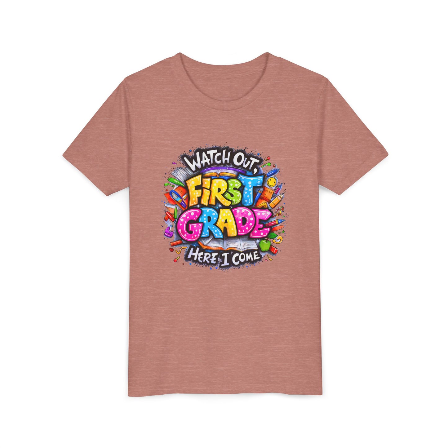 First Grade T-Shirt - "Watch Out First Grade Here I Come" Back-to-School Youth Tee