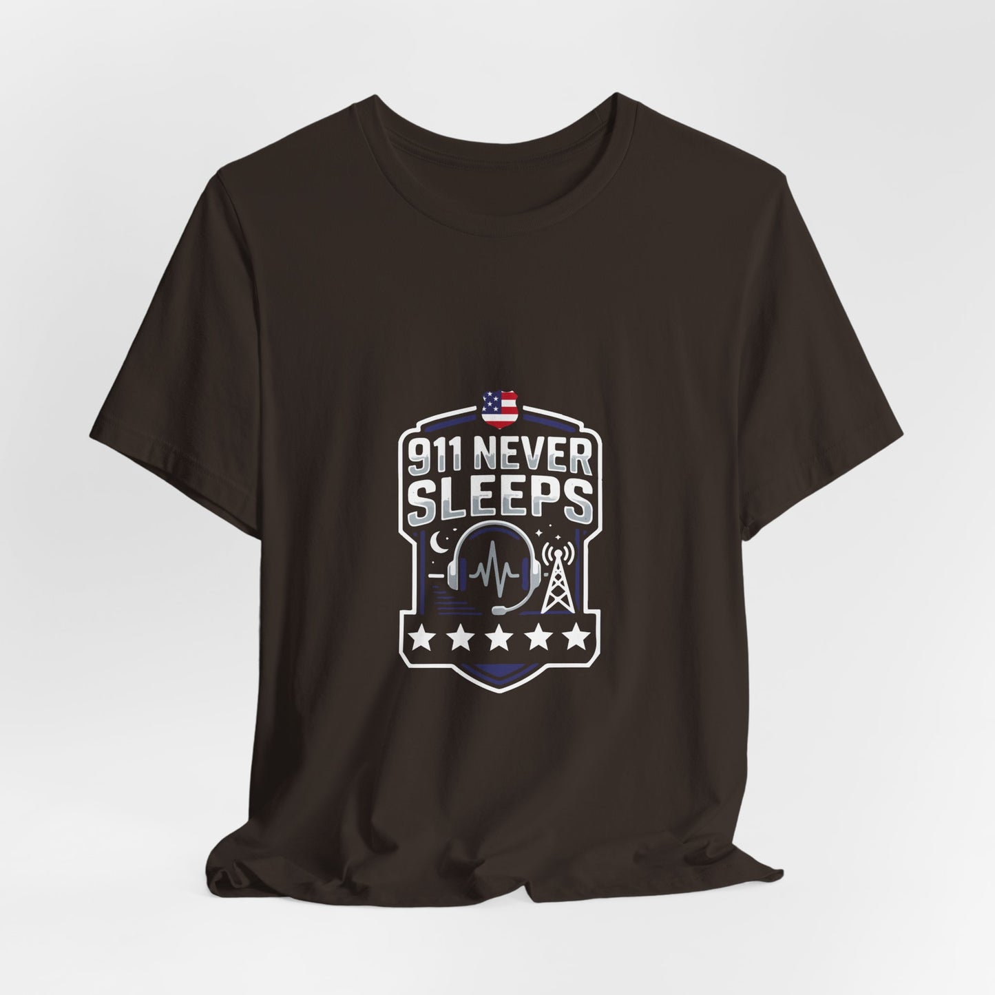 911 Never Sleeps T‑Shirt — Emergency Responder Tribute Tee
