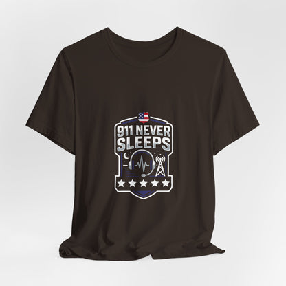 911 Never Sleeps T‑Shirt — Emergency Responder Tribute Tee