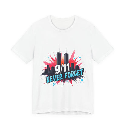 9/11 Never Forget T-Shirt — Patriotic Memorial Tee with Twin Towers Graphic