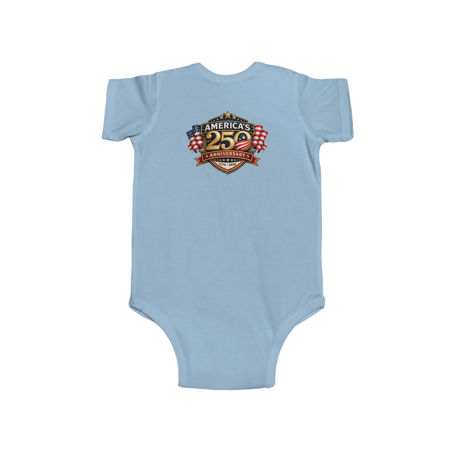 Infant Bodysuit - "America's 25th Anniversary" Patriotic Baby Onesie (USA Flag Emblem)