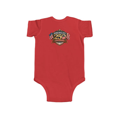 Infant Bodysuit - "America's 25th Anniversary" Patriotic Baby Onesie (USA Flag Emblem)