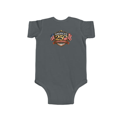Infant Bodysuit - "America's 25th Anniversary" Patriotic Baby Onesie (USA Flag Emblem)