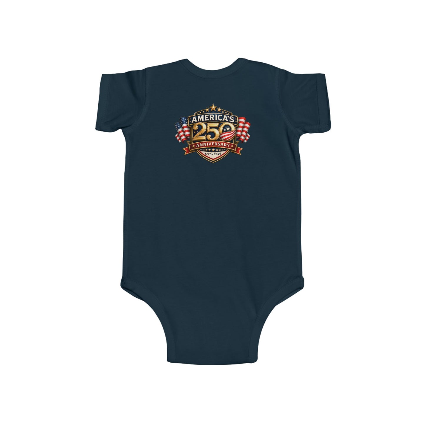 Infant Bodysuit - "America's 25th Anniversary" Patriotic Baby Onesie (USA Flag Emblem)