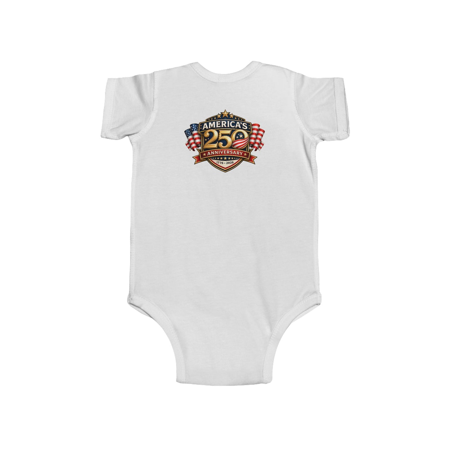Infant Bodysuit - "America's 25th Anniversary" Patriotic Baby Onesie (USA Flag Emblem)
