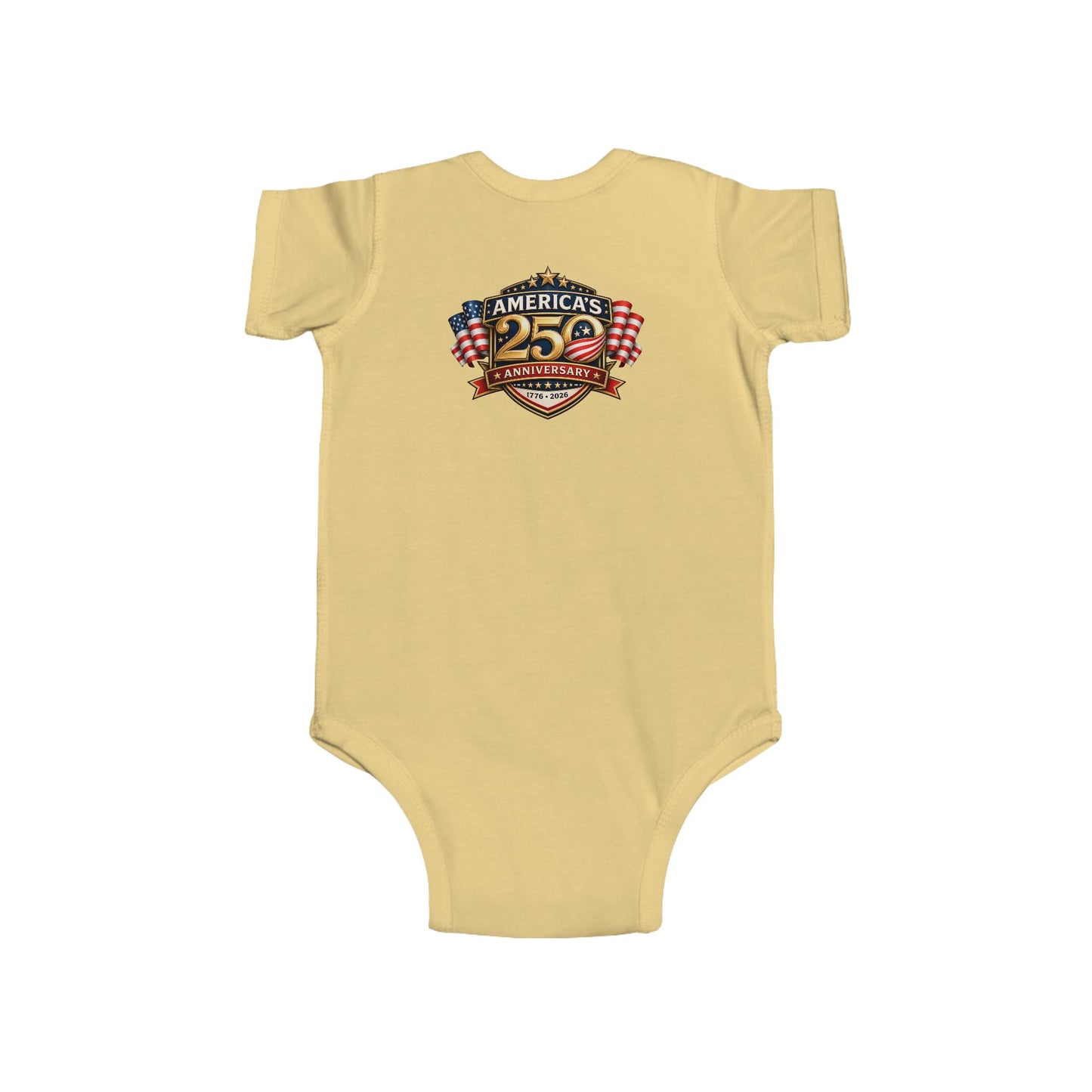 Infant Bodysuit - "America's 25th Anniversary" Patriotic Baby Onesie (USA Flag Emblem)