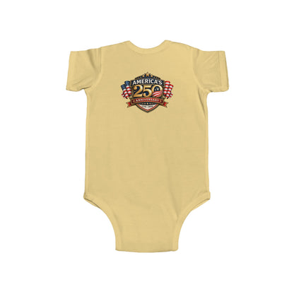 Infant Bodysuit - "America's 25th Anniversary" Patriotic Baby Onesie (USA Flag Emblem)