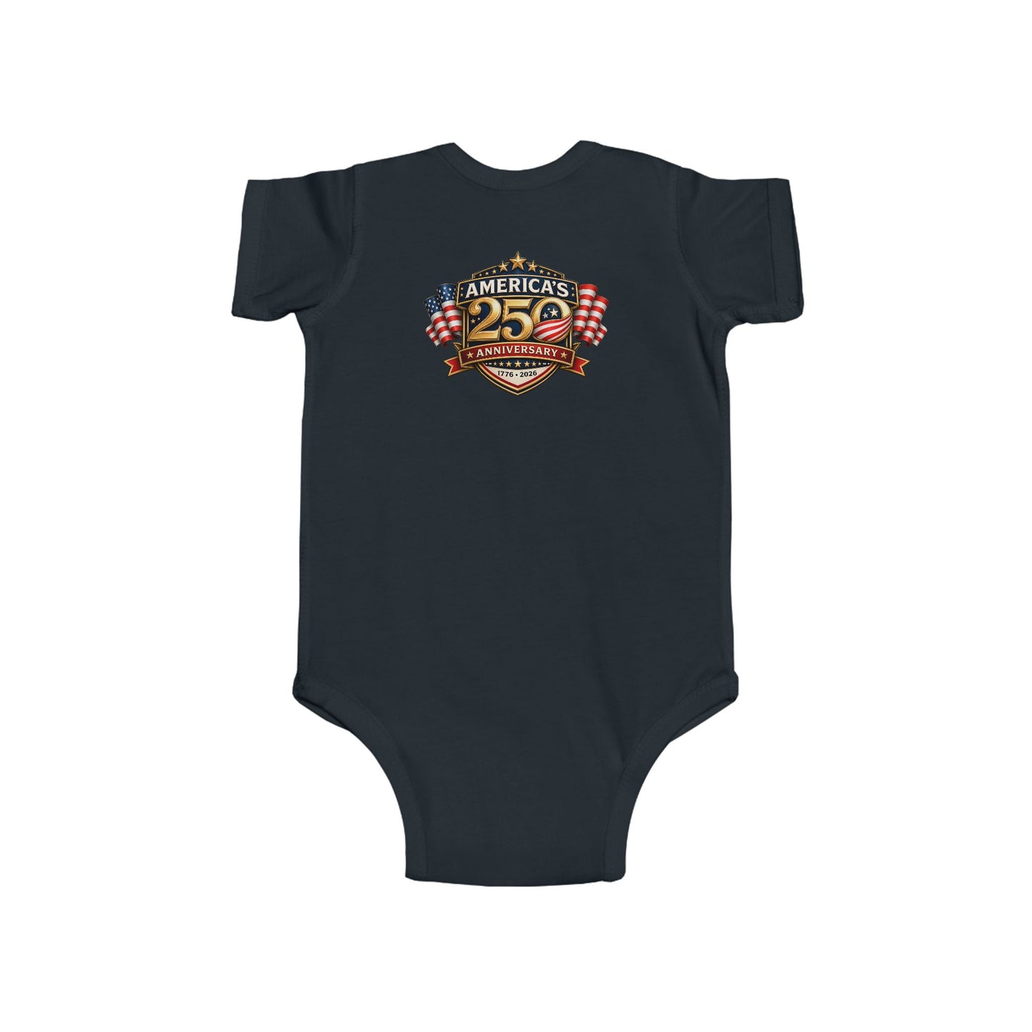 Infant Bodysuit - "America's 25th Anniversary" Patriotic Baby Onesie (USA Flag Emblem)