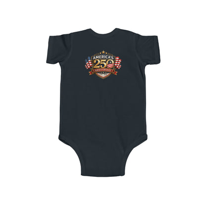 Infant Bodysuit - "America's 25th Anniversary" Patriotic Baby Onesie (USA Flag Emblem)