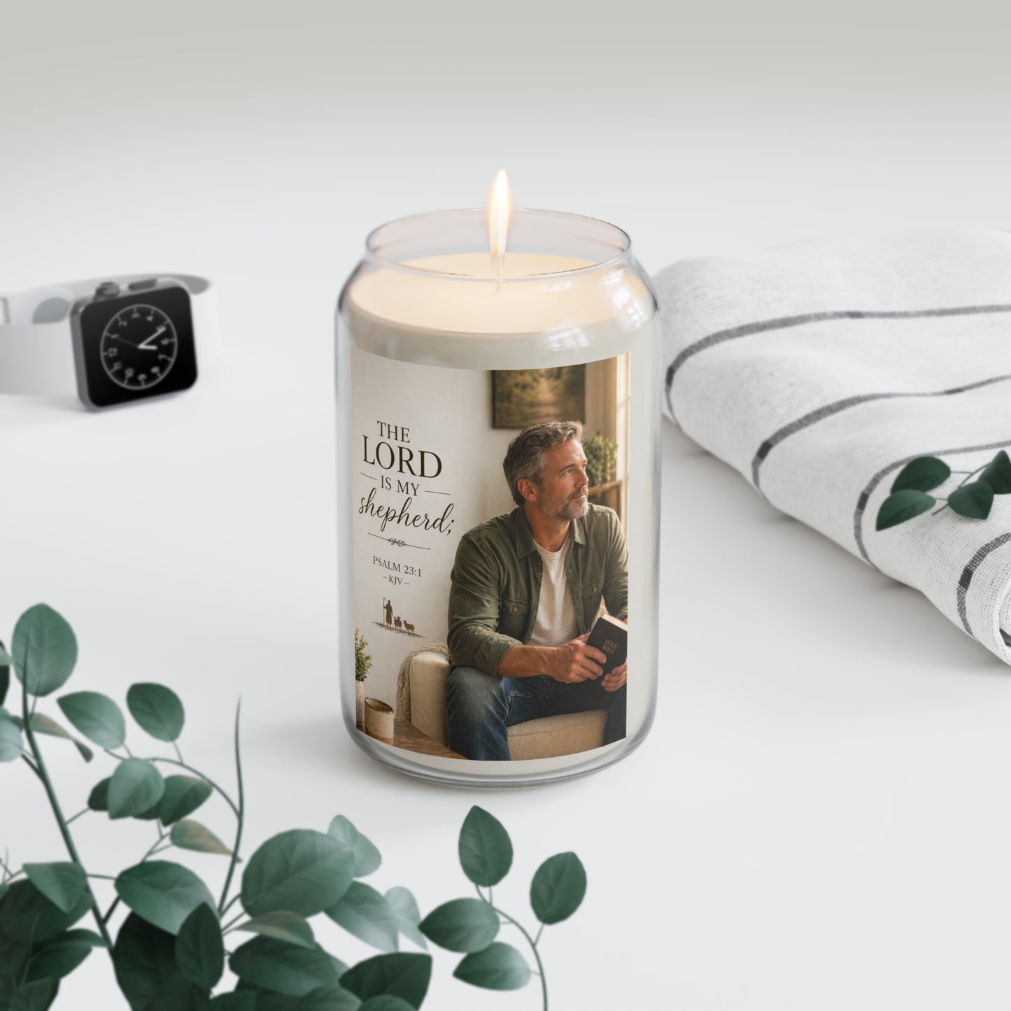 The Lord Is My Shepherd Soy Candle — 13.75oz Scented Jar (Psalm 23:1)