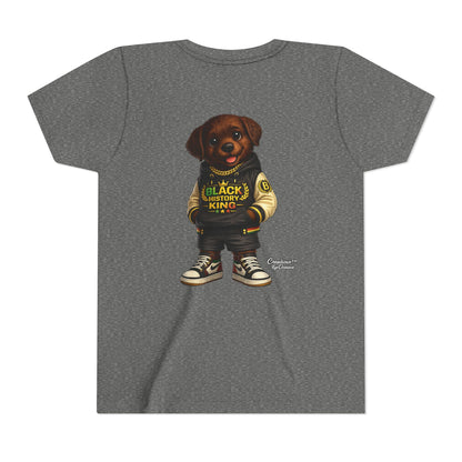 Youth Tee — 'Black History King' Puppy Graphic Shirt
