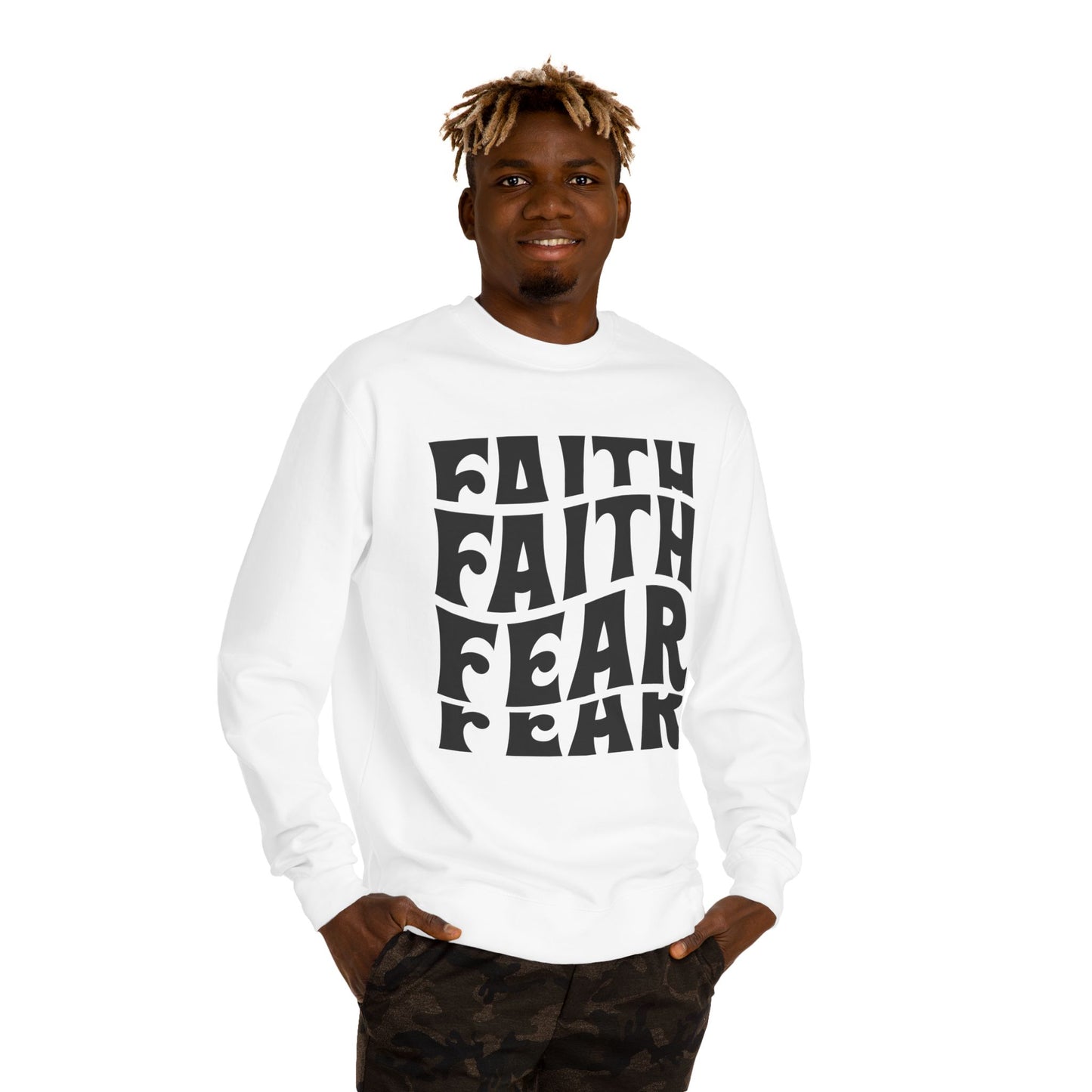 Faith Over Fear Crewneck Sweatshirt — Retro Graphic Faith Tee