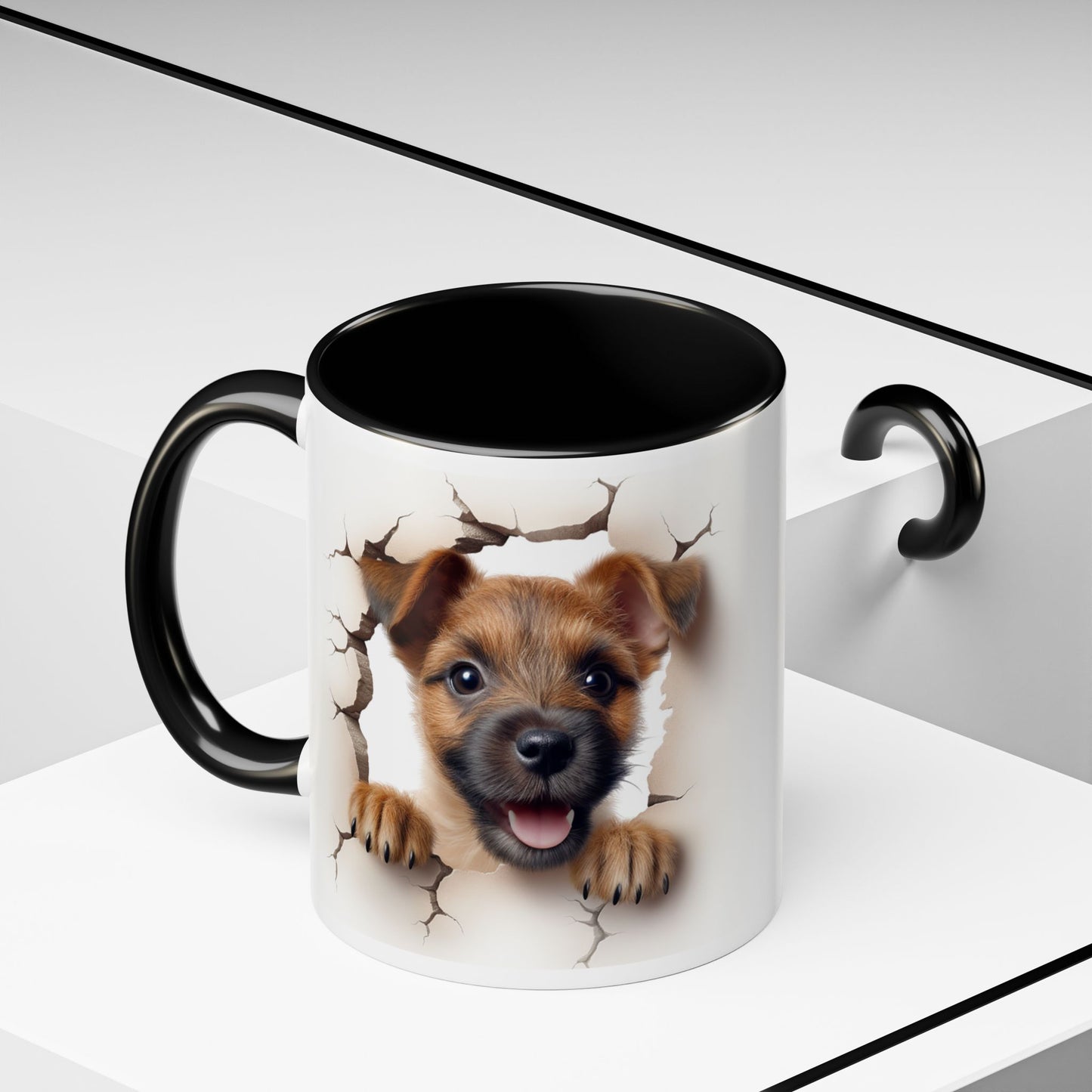 Puppy Peeking Accent Coffee Mug – Cute Dog Lover 11/15oz
