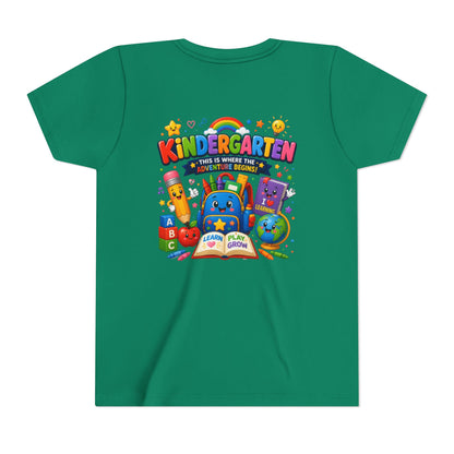 Kindergarten Kids T‑Shirt — 'Kindergarten: This Is Where the Fun Begins' Colorful Back-to-School Tee
