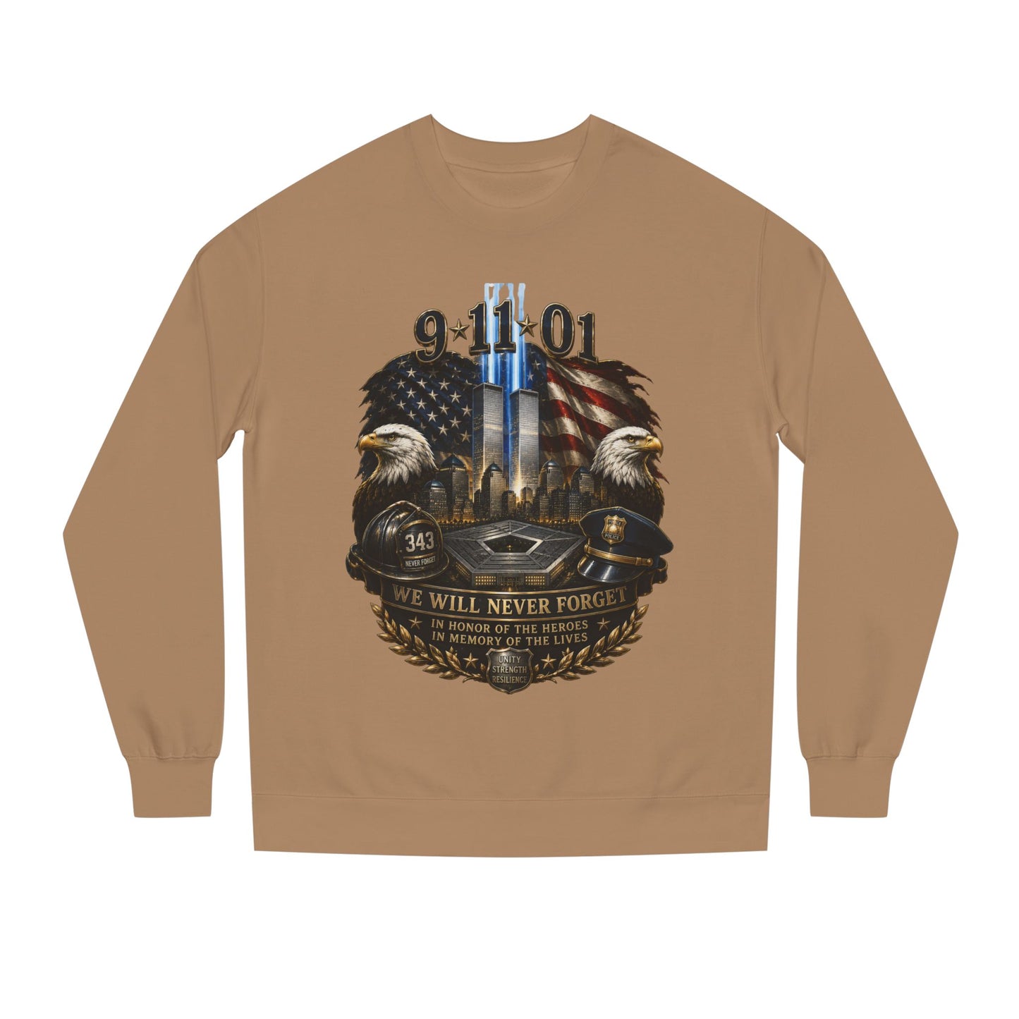9/11 Memorial Sweatshirt — We Will Never Forget Tribute Crewneck