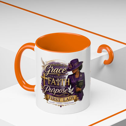 Faith & Purpose Accent Coffee Mug — First Lady Church Design (11/15oz)