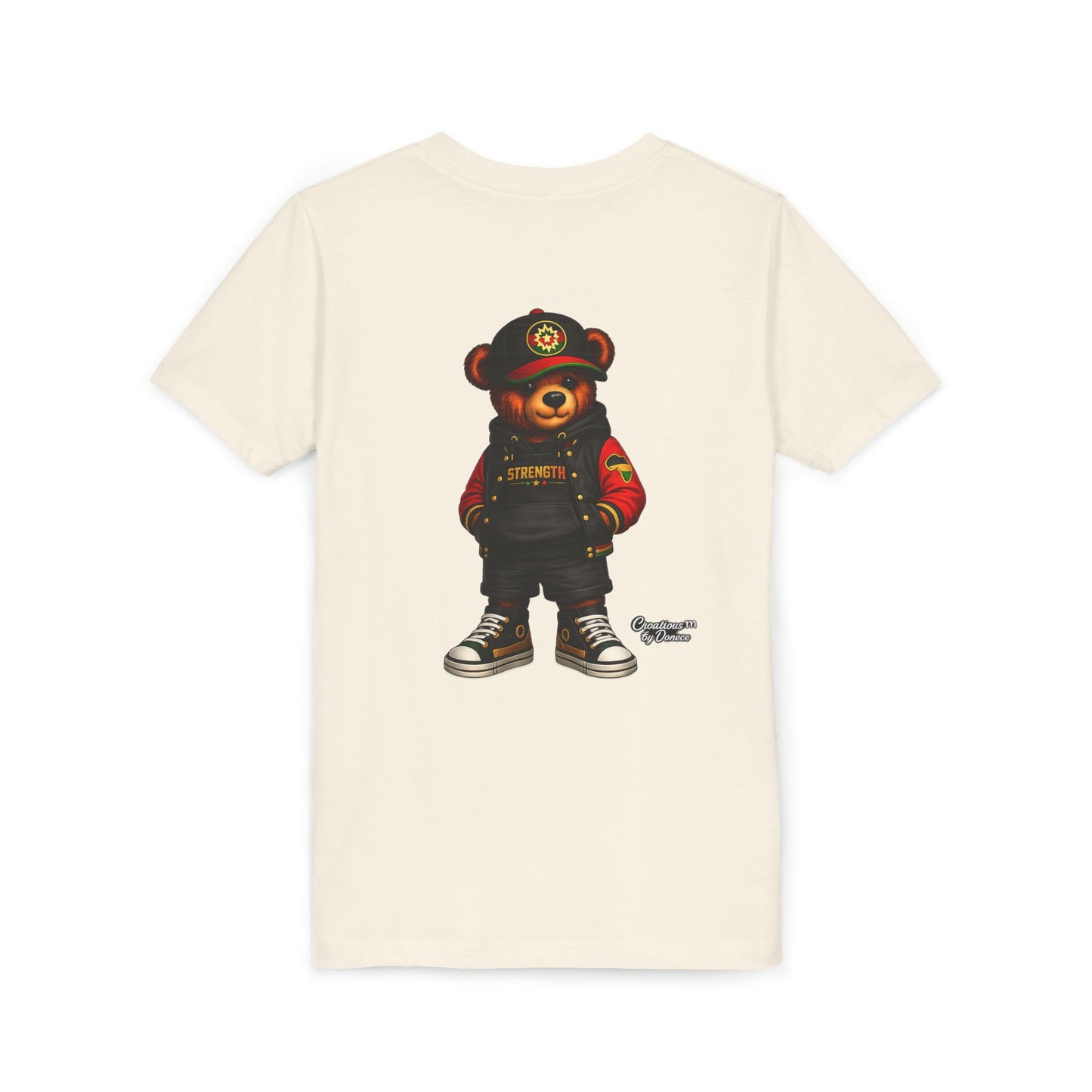 Kids Teddy Bear Streetwear Tee — 'Strength' Graphic Youth T-Shirt